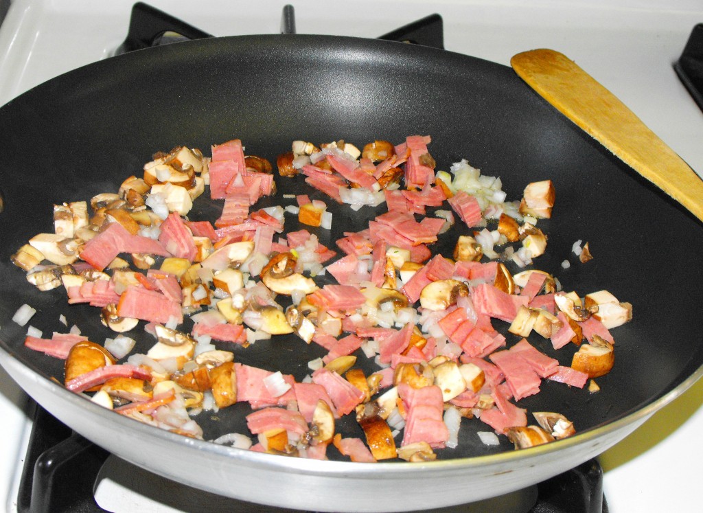 Turkey Bacon, Mushrooms and Shallots