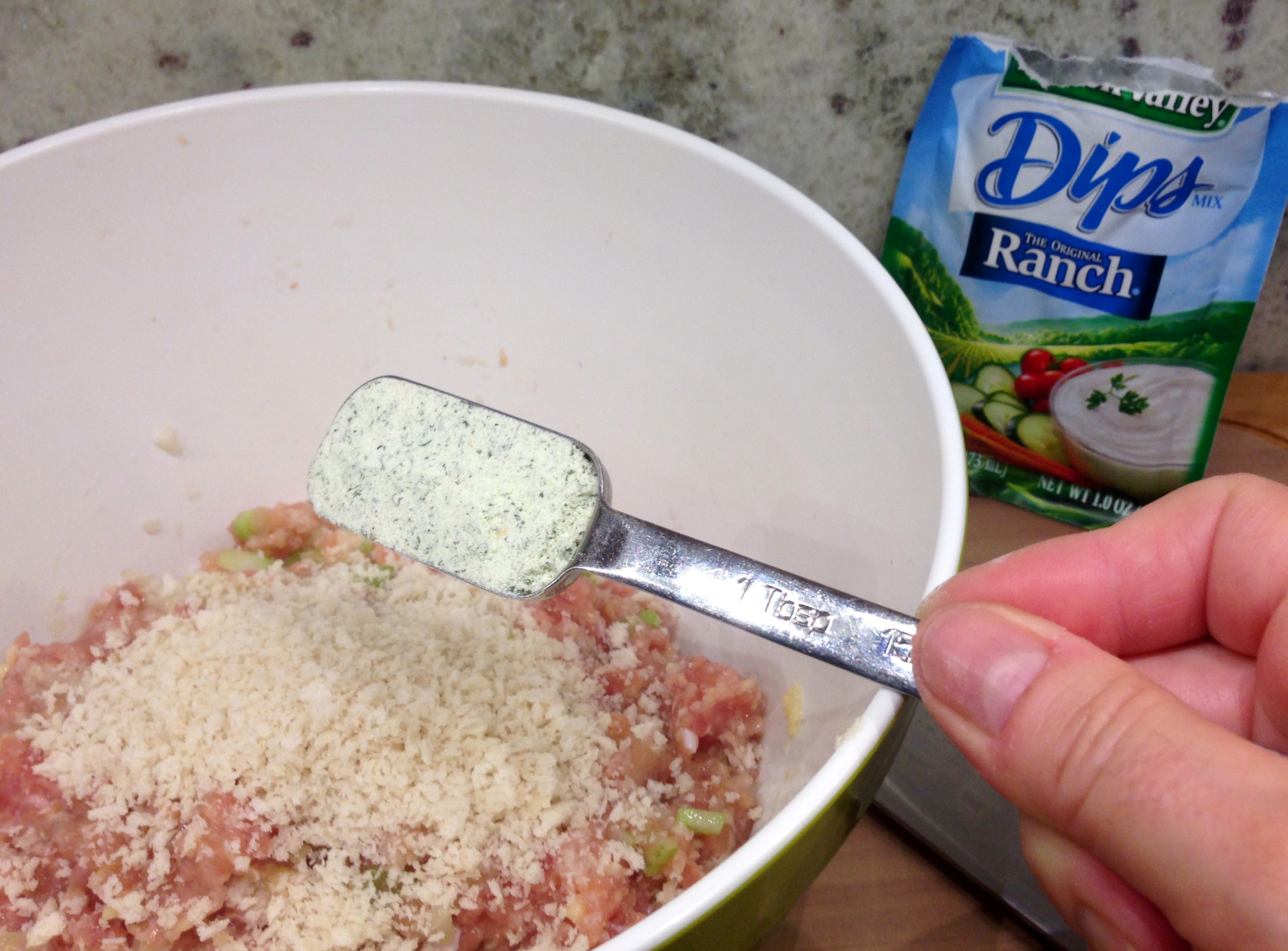 Add Ranch Dressing to meat mixture