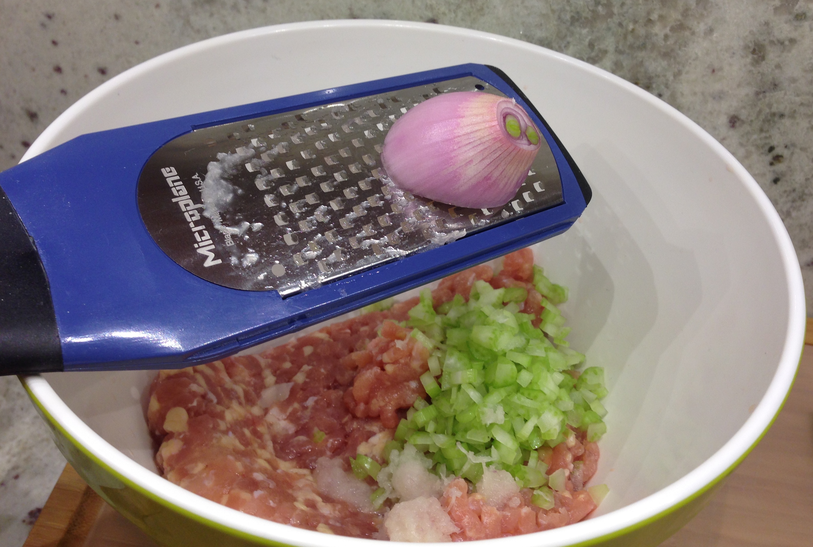 Grate the onion and garlic