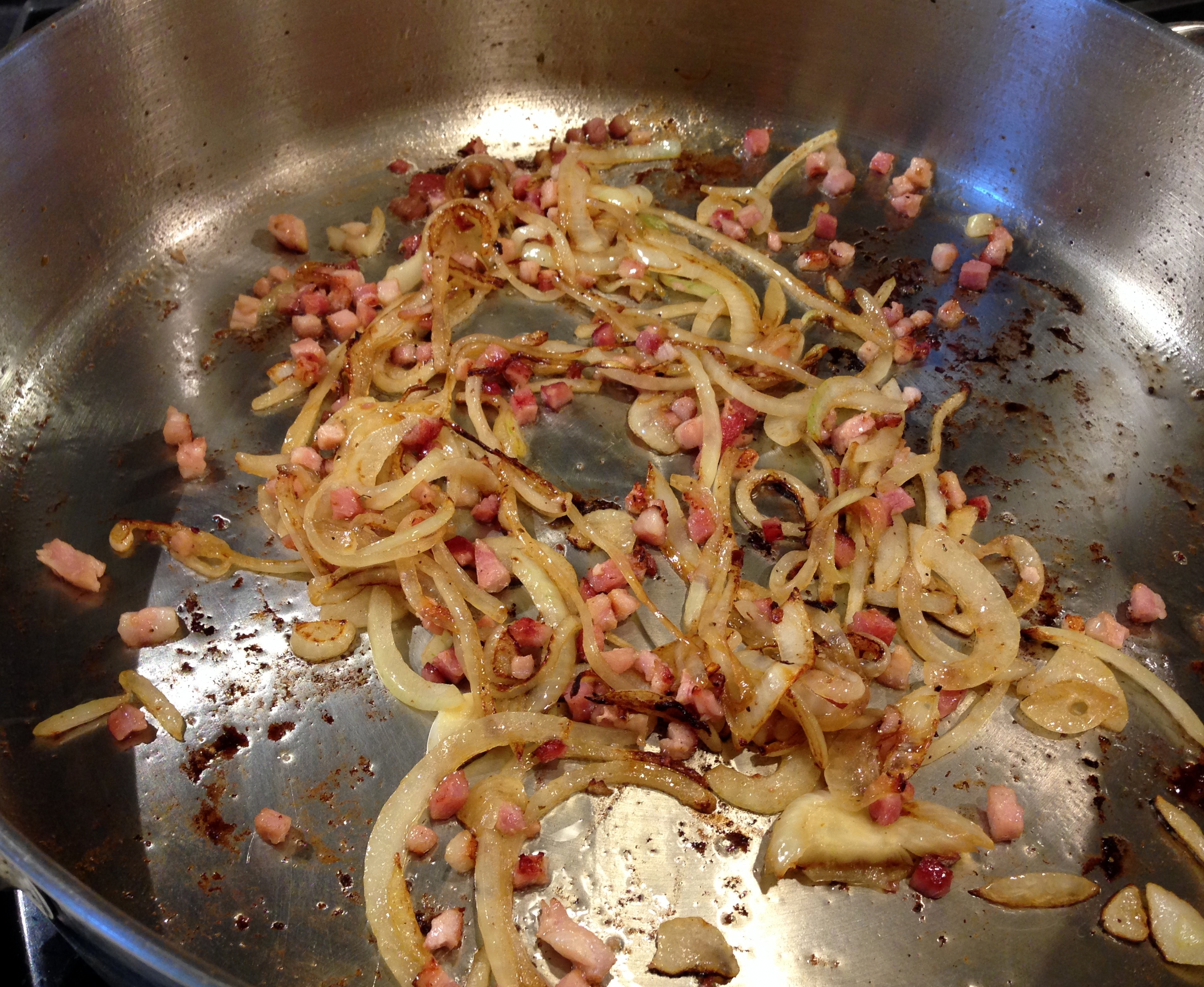 Brown Pancetta and Onions