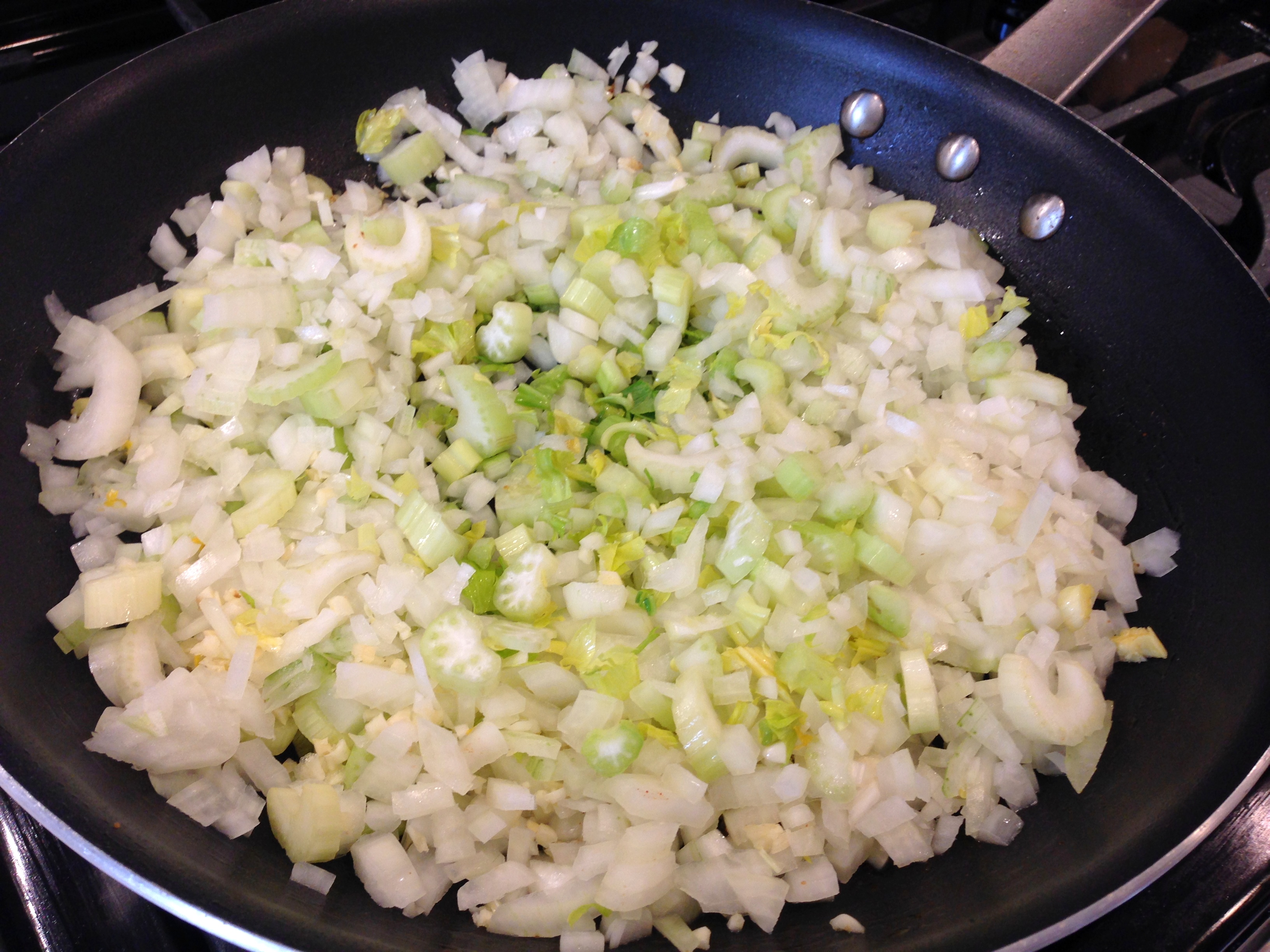 Saute the onions, celery and garlic