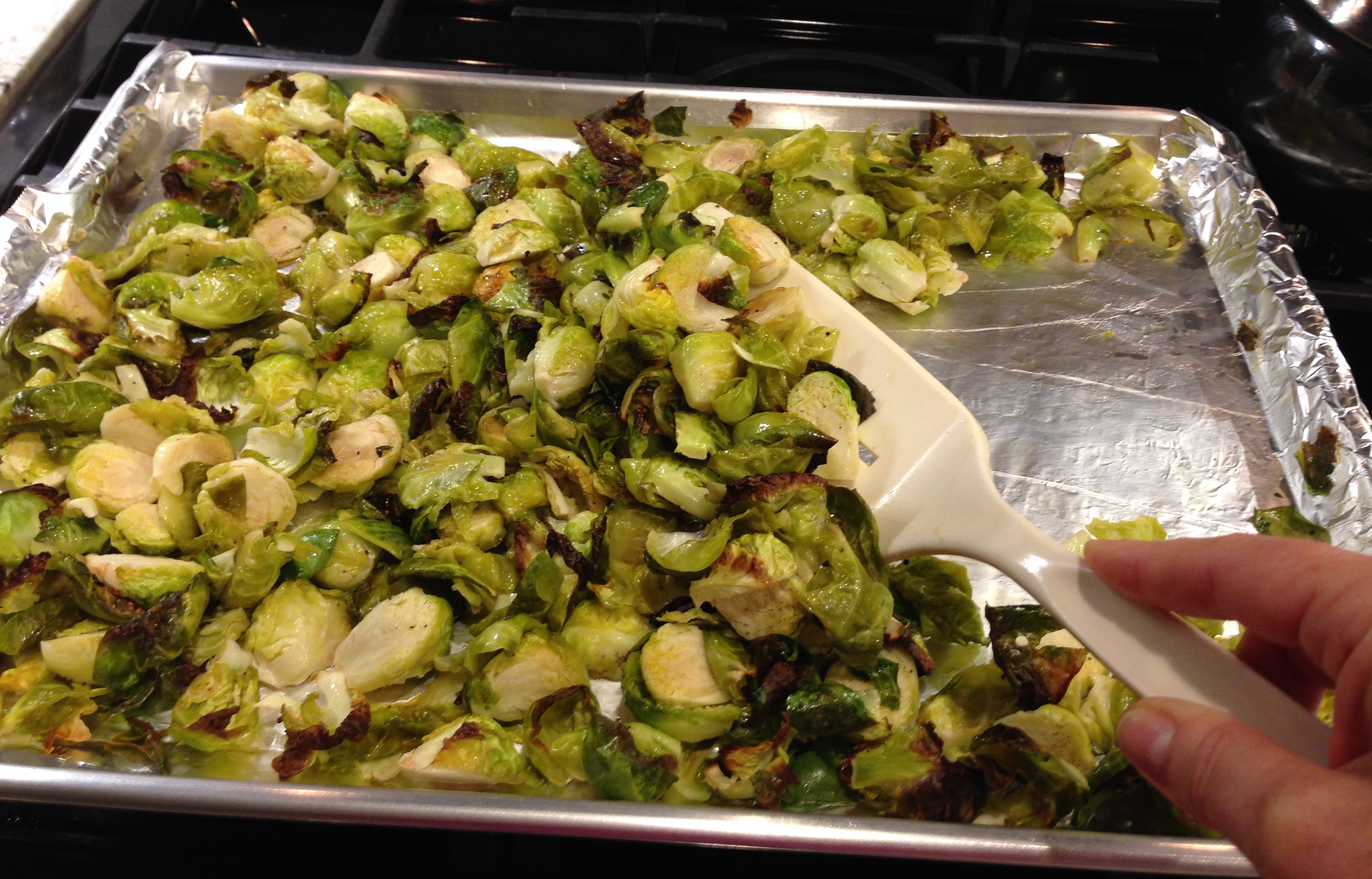 Stir the Brussels sprouts