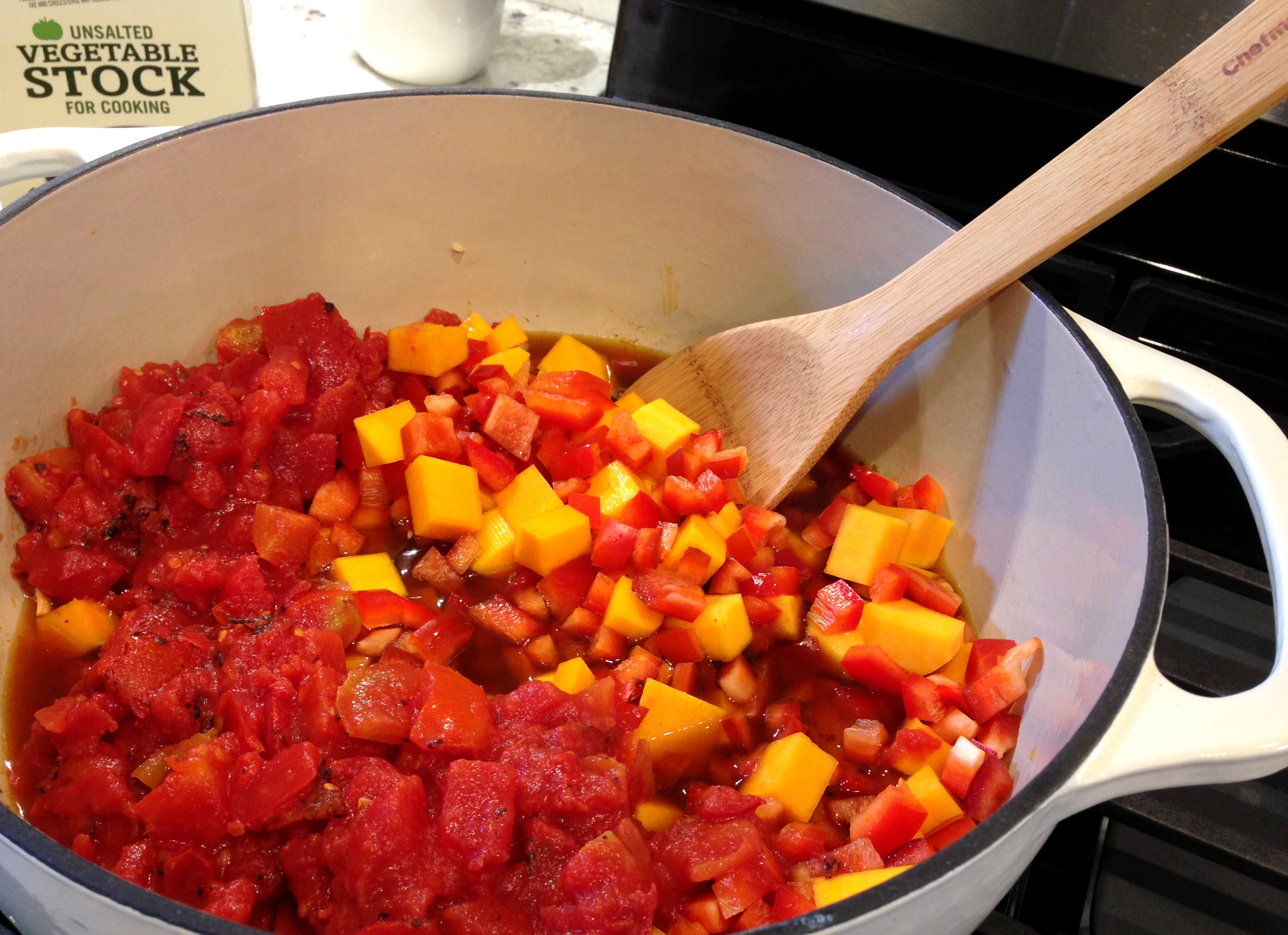 Add tomatoes and squash