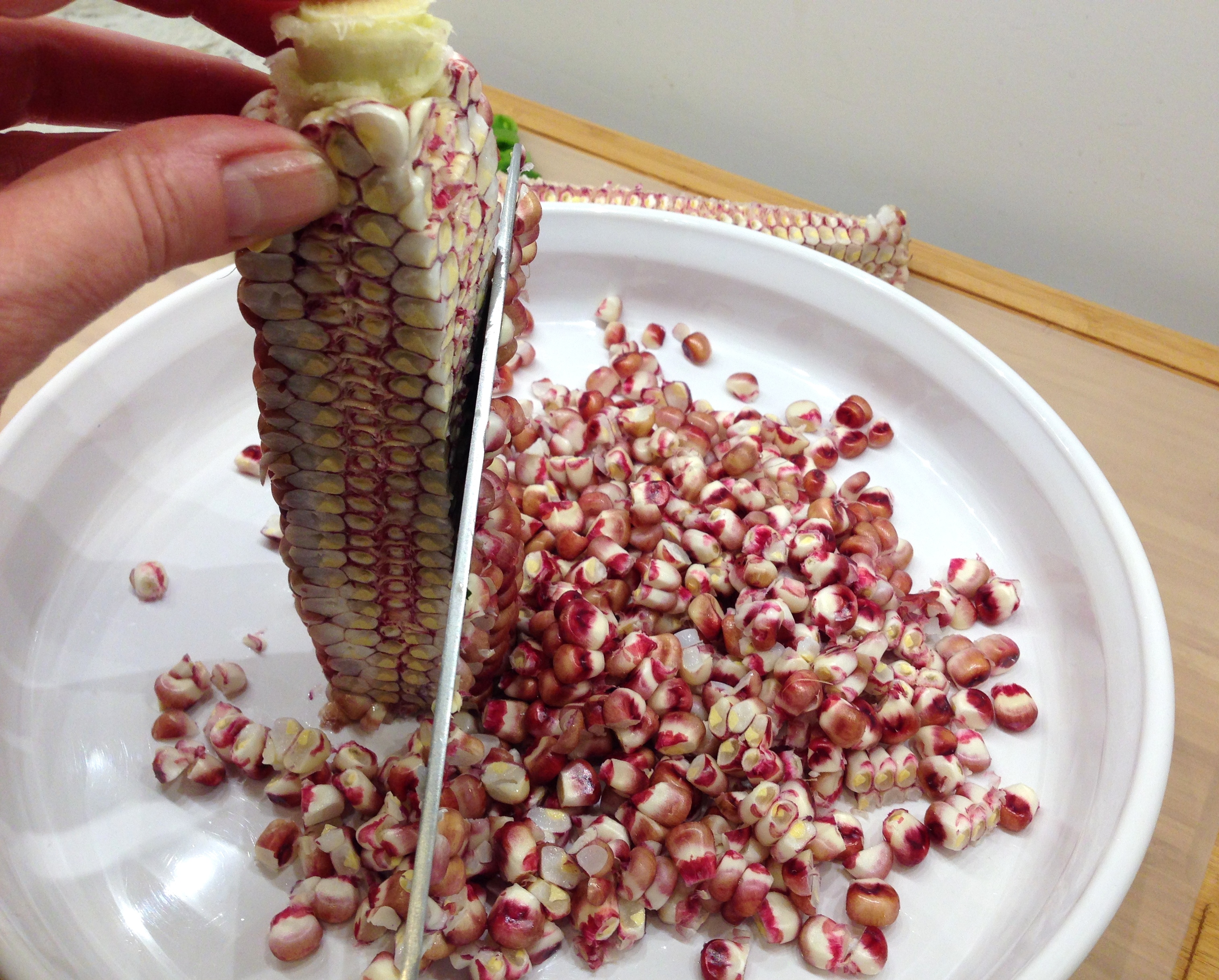 Red corn from cob