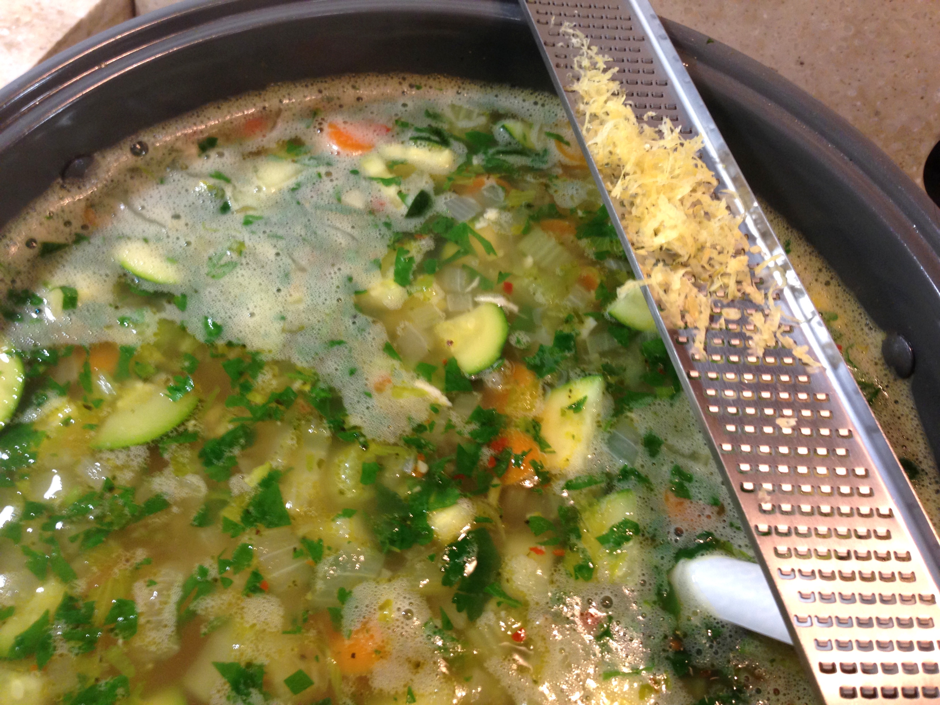 Cilantro and zest to soup