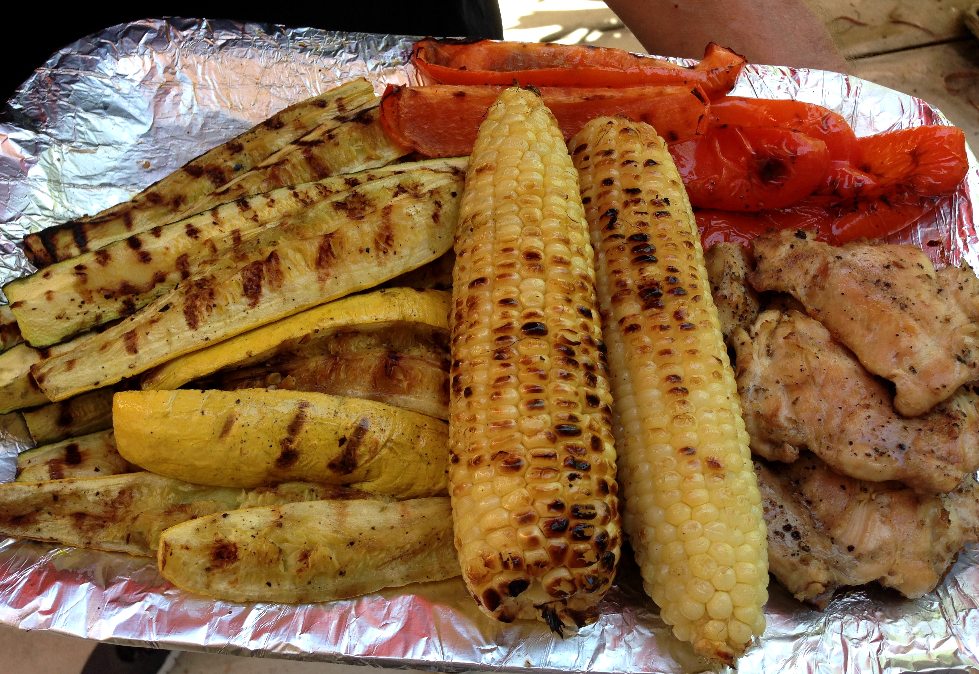 Grilled veggies and chicken