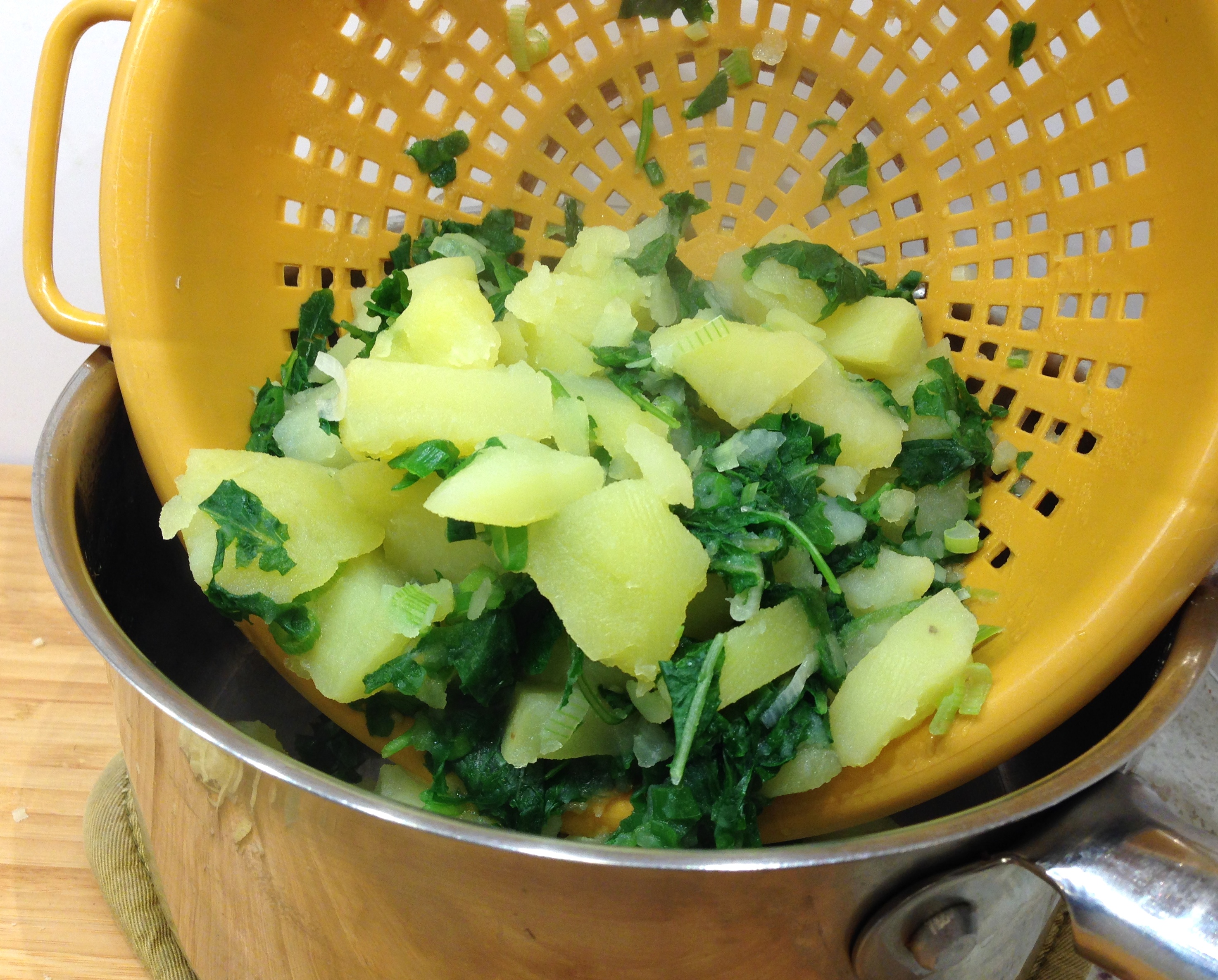 Drain potato kale