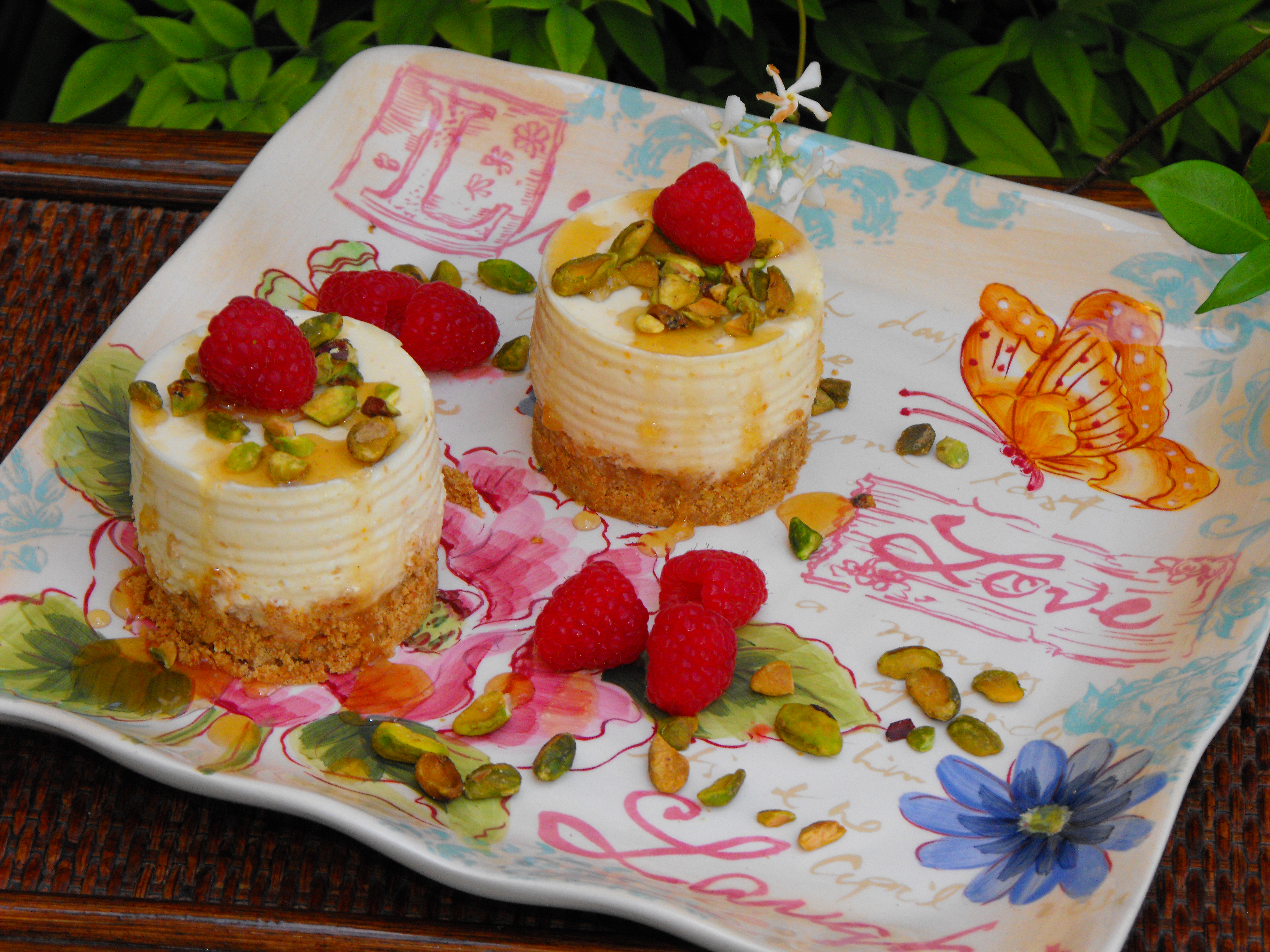 Greek Yogurt Cheesecake with Raspberries and Pistachios Life of the